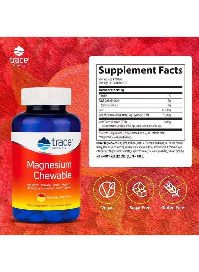 Trace Minerals - Trace Minerals | Magnesium Chewable Supplement for Adults and Kids | from Magnesium Glycinate and Citrate | Sugar Free | Raspberry Lemon | 120 ct, 30 Servings - Image 1