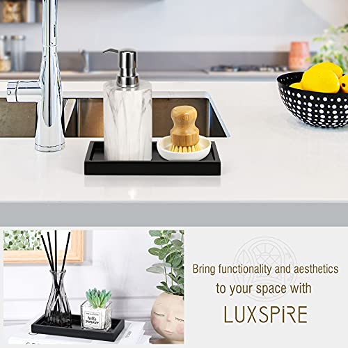 Luxspire Bathroom Vanity Tray, 8 x 4 inch Resin Dresser Jewelry Ring Dish Tank Storage Kitchen Sink Countertop Organizer Plate Holder for Perfume Soap Towel Bathroom Accessories, Mini, Matte Black - Image 2