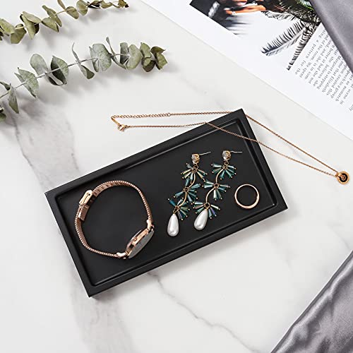 Luxspire Bathroom Vanity Tray, 8 x 4 inch Resin Dresser Jewelry Ring Dish Tank Storage Kitchen Sink Countertop Organizer Plate Holder for Perfume Soap Towel Bathroom Accessories, Mini, Matte Black - Image 4