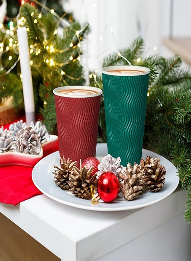 MUCHII 16 oz Paper Coffee Cups, 90 Count Multicolor Disposable Insulated Ripple Paper Cups for Hot Chocolate and Tea - Image 2