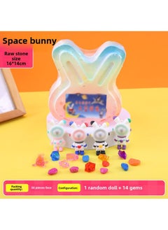 Children's Archaeological Digging Toys For Boys And Girls Handmade DIY Knocking Blind Stone Digging Gem Treasure Gypsum Toys-color:Space Rabbit (1 Random Doll + About 14 Gems) Without Tools