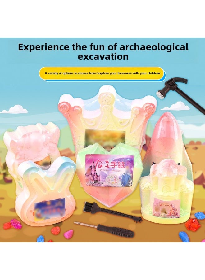 Generic - Children's Archaeological Digging Toys For Boys And Girls Handmade DIY Knocking Blind Stone Digging Gem Treasure Gypsum Toys-color:Space Rabbit (1 Random Doll + About 14 Gems) Without Tools - Image 1