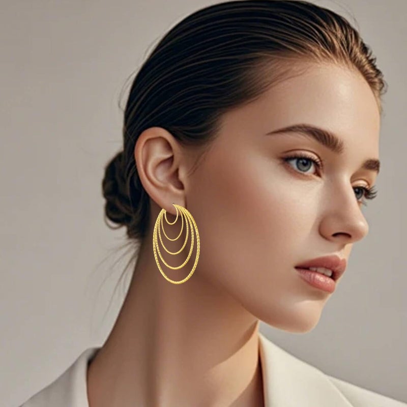 Cuicanstar 10 Pairs Silver/Gold Plated Stainless Steel Hoop Earrings for Women Hypoallergenic Large Small 14K Gold Starry Sky Filigree Hoops Silver Hoop Earring Pack Lightweight Fashion Earrings Set - Image 4