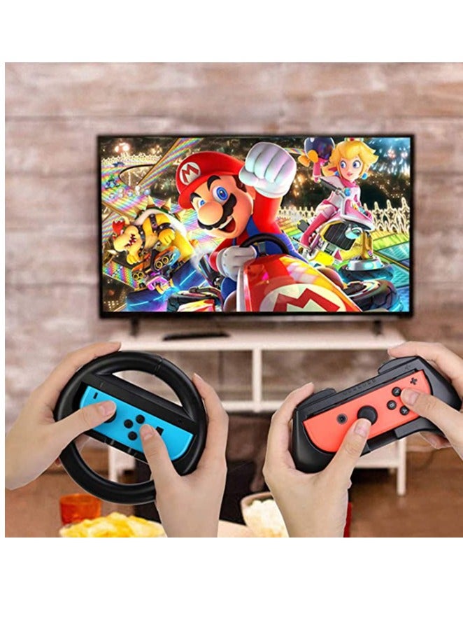 Zikra Grip Kit Grip Compatible with Nintendo Switch Controller Racing Switch Steering Wheel - 4 Pack, Comfort Handle for Kids Family Fun Special for Mario Kart 8 Deluxe (Black) - Image 3