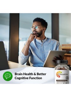 CocoaVia Heart & Brain Supplement, 30 Day, 450 mg Cocoa Flavanols, Memory & Circulation Booster, Nitric Oxide, Boost Oxygen & Energy, Plant Based, Gluten Free, Vegan, 60 Capsules  - Image 4