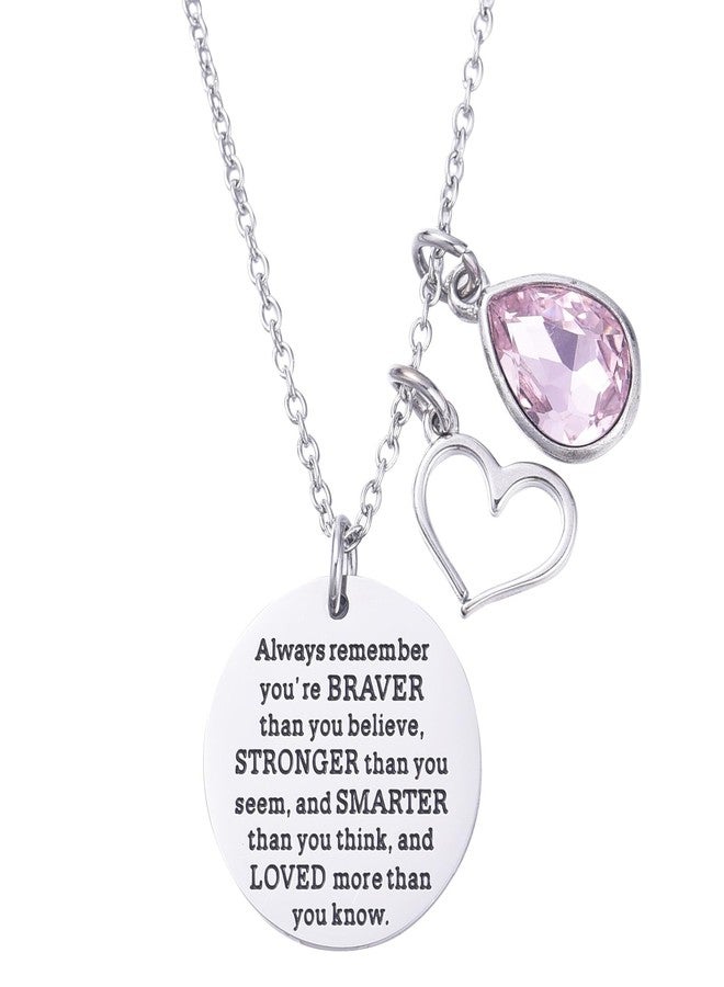 LParkin You Are Braver Than You Believe Awareness Necklace Birthstone Graduation Gift Best Friend Encouragement Gifts … - Image 1