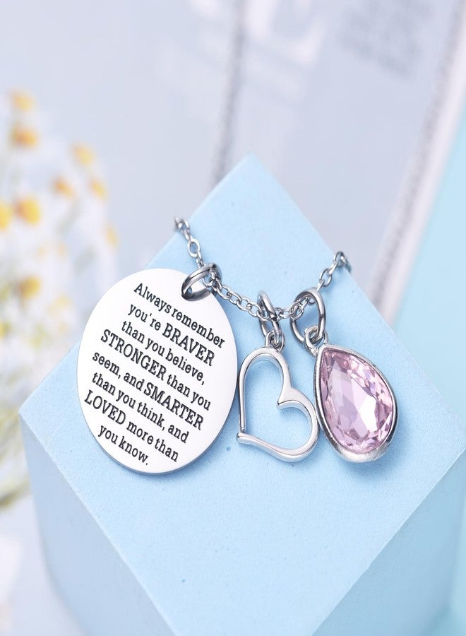 LParkin You Are Braver Than You Believe Awareness Necklace Birthstone Graduation Gift Best Friend Encouragement Gifts … - Image 5
