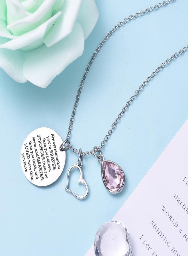 LParkin You Are Braver Than You Believe Awareness Necklace Birthstone Graduation Gift Best Friend Encouragement Gifts … - Image 3