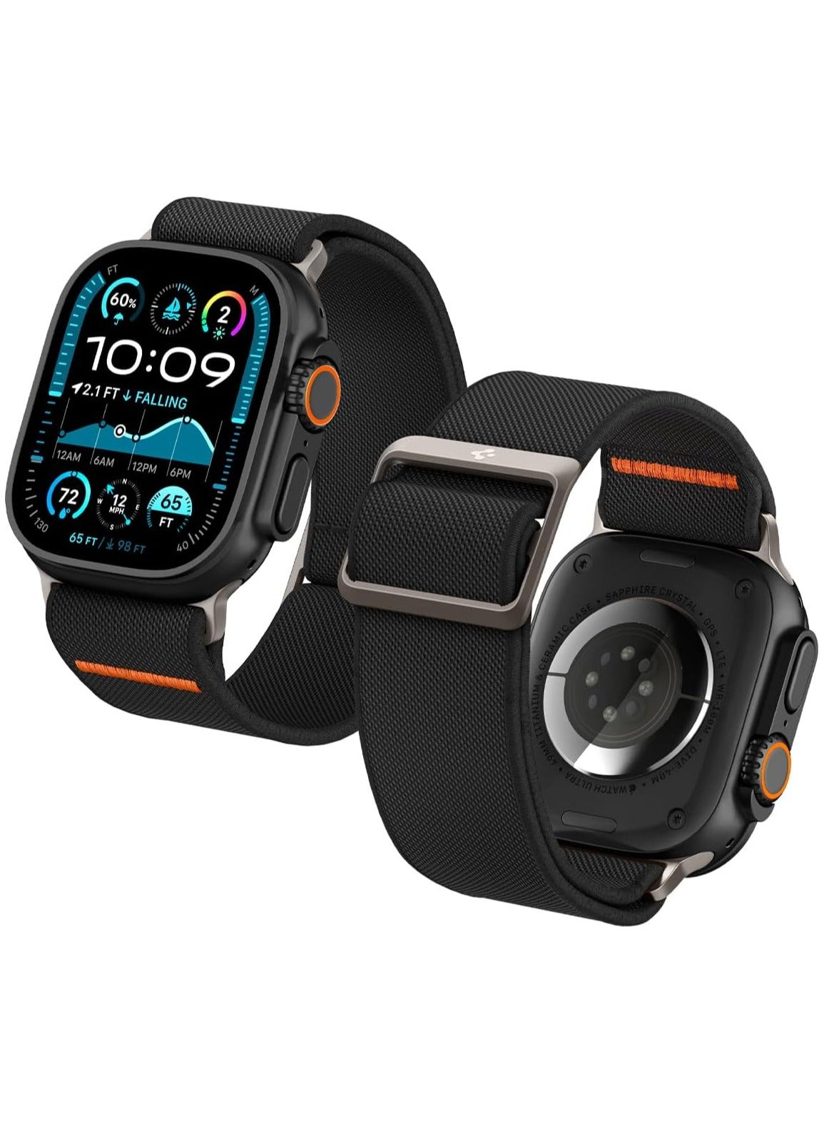Spigen Lite Fit Ultra Band for Apple Watch Band for Apple Watch Ultra 3/2/1 (49mm), Series 11/10 (46mm),Series 9/8/7 (45mm), Series SE2/6/SE/5/4 (44mm) and Series 3/2/1 (42mm) Nylon Solo Loop - Black