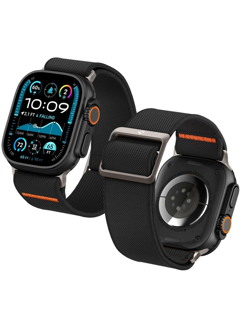 Spigen Lite Fit Ultra Band for Apple Watch Band for Apple Watch Ultra 3/2/1 (49mm), Series 11/10 (46mm),Series 9/8/7 (45mm), Series SE2/6/SE/5/4 (44mm) and Series 3/2/1 (42mm) Nylon Solo Loop - Black - Image 1