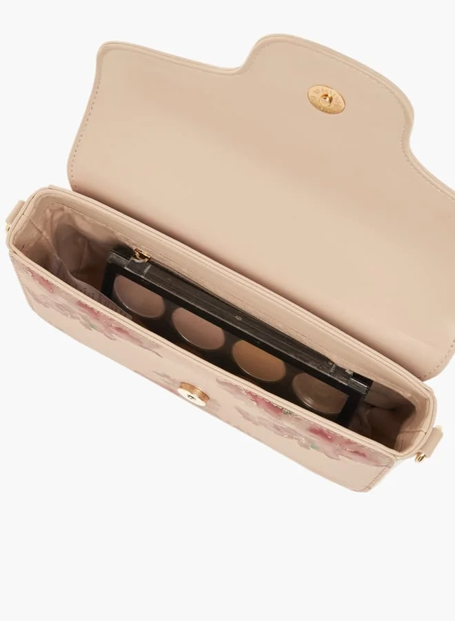 فلورا بيلا من شو إكسبرس Womens Floral Print Crossbody Bag With Chain Strap And Magnetic Button Closure