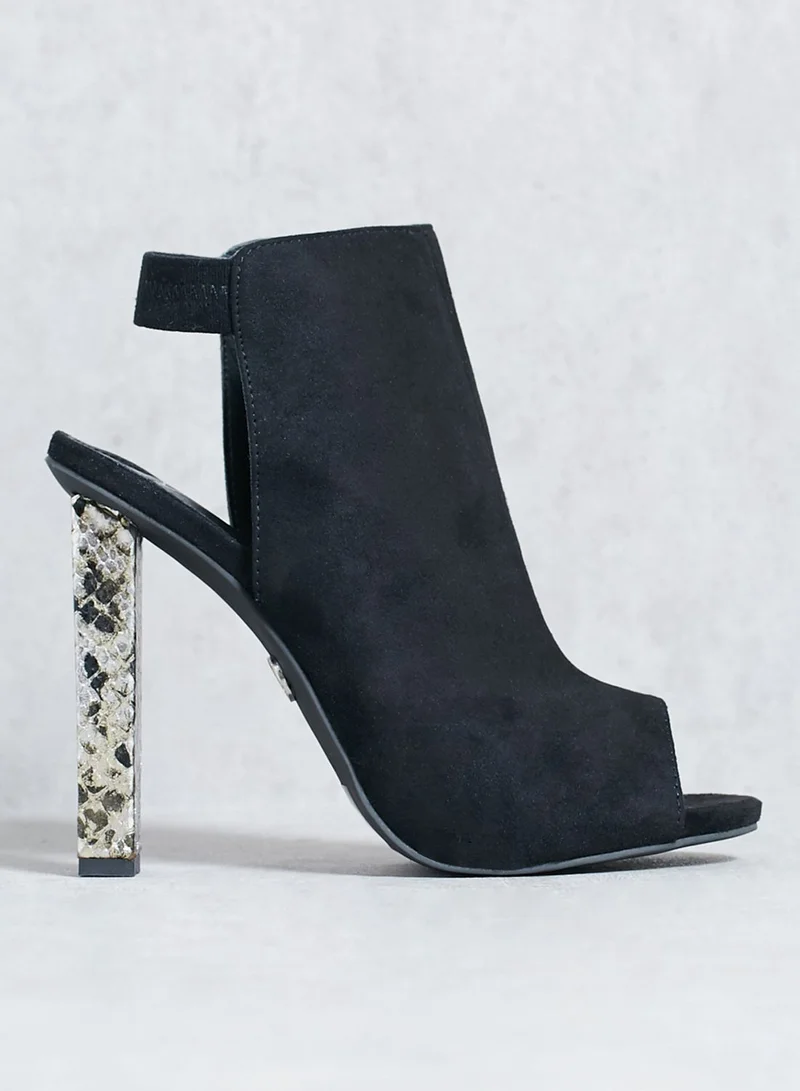 Missguided Black Contrast Block Heeled Boots