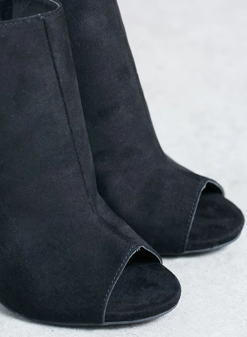 Missguided Black Contrast Block Heeled Boots
