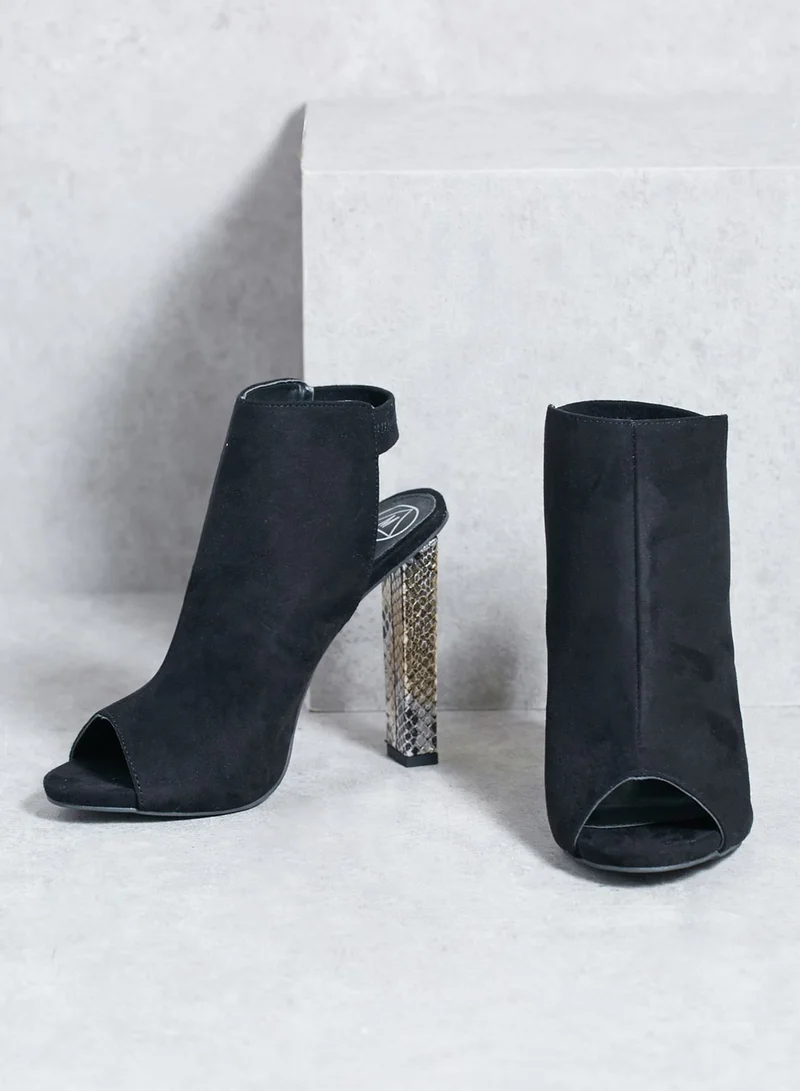 Missguided Black Contrast Block Heeled Boots