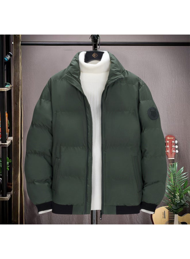 Tiger Head Cotton Coat – Thickened Large Size Cotton Jacket – Stand Collar Warm Solid Color Padded Jacket