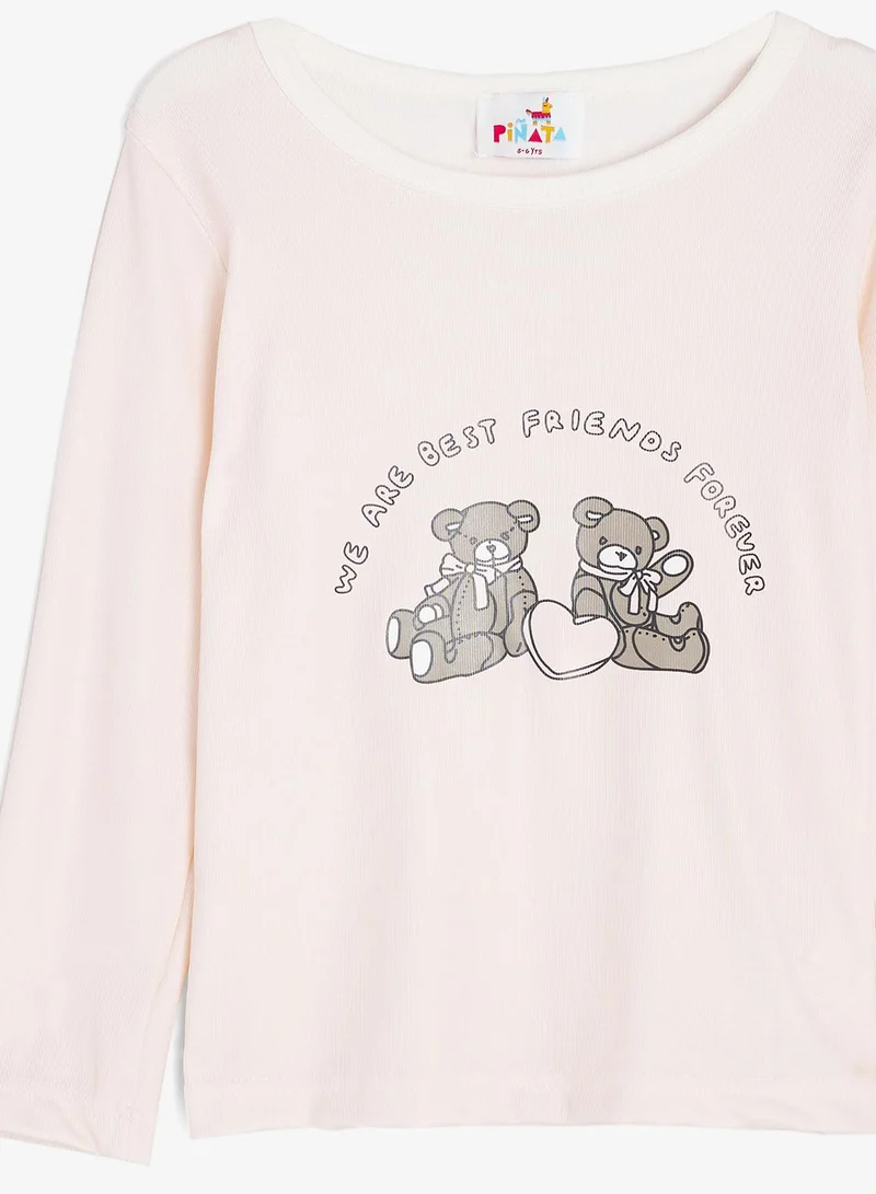 Pinata  Cute Bear Printed Long Sleeve Pyjamas for Women | Best Price UAE