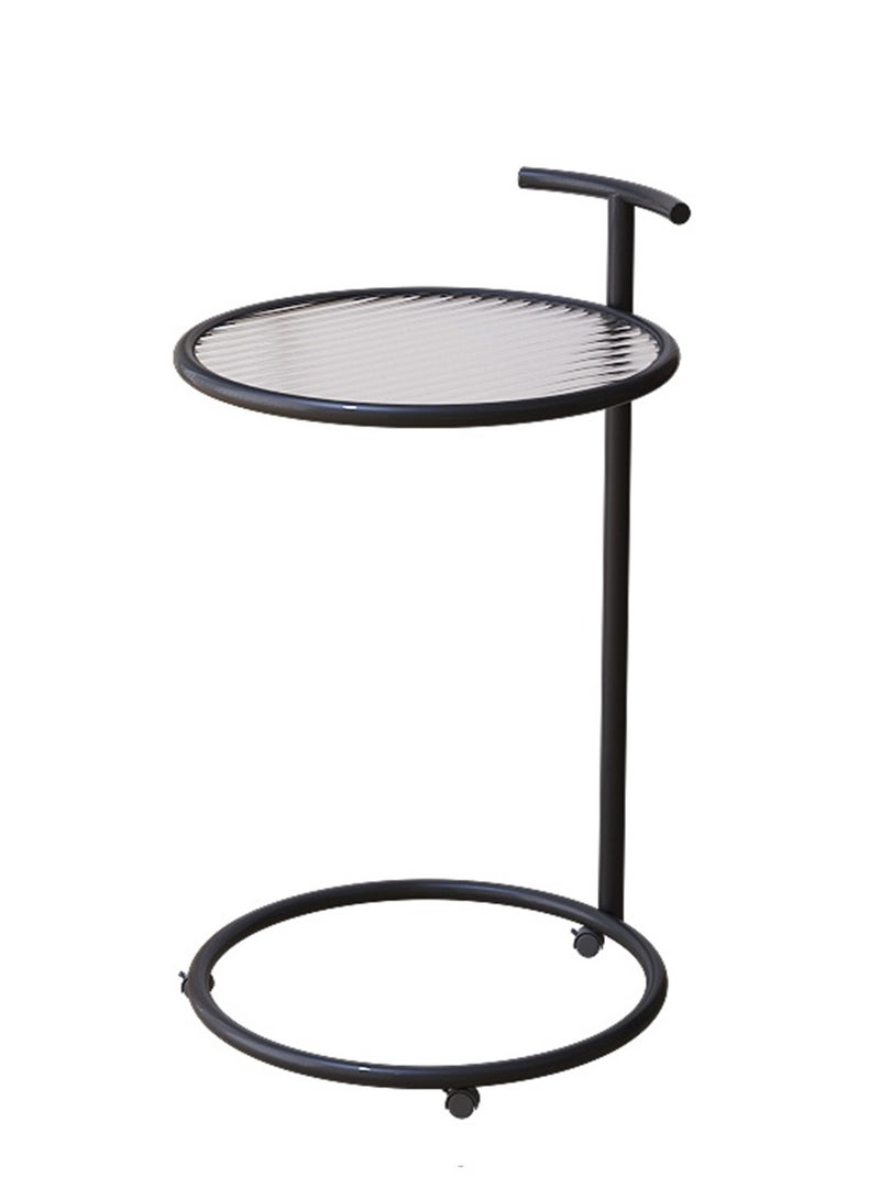 Sharpdo Round Side Table, Transparent Glass End Table with Metal Frame, Modern Coffee Table for Living Room - Image 1