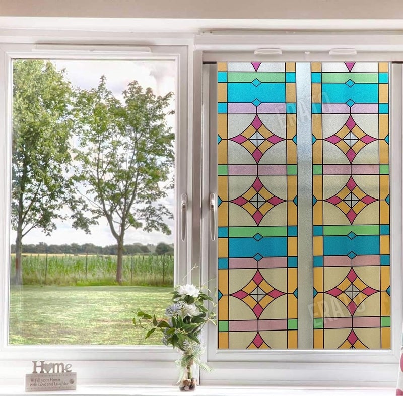 ERATO ™ Vinyl Self Adhesive Frosted Window Glass Film Privacy Frosted Film for Office/Home/Bathroom Static Cling Frosted Film (Inch 16x100, Color Print Frosted) - Image 5