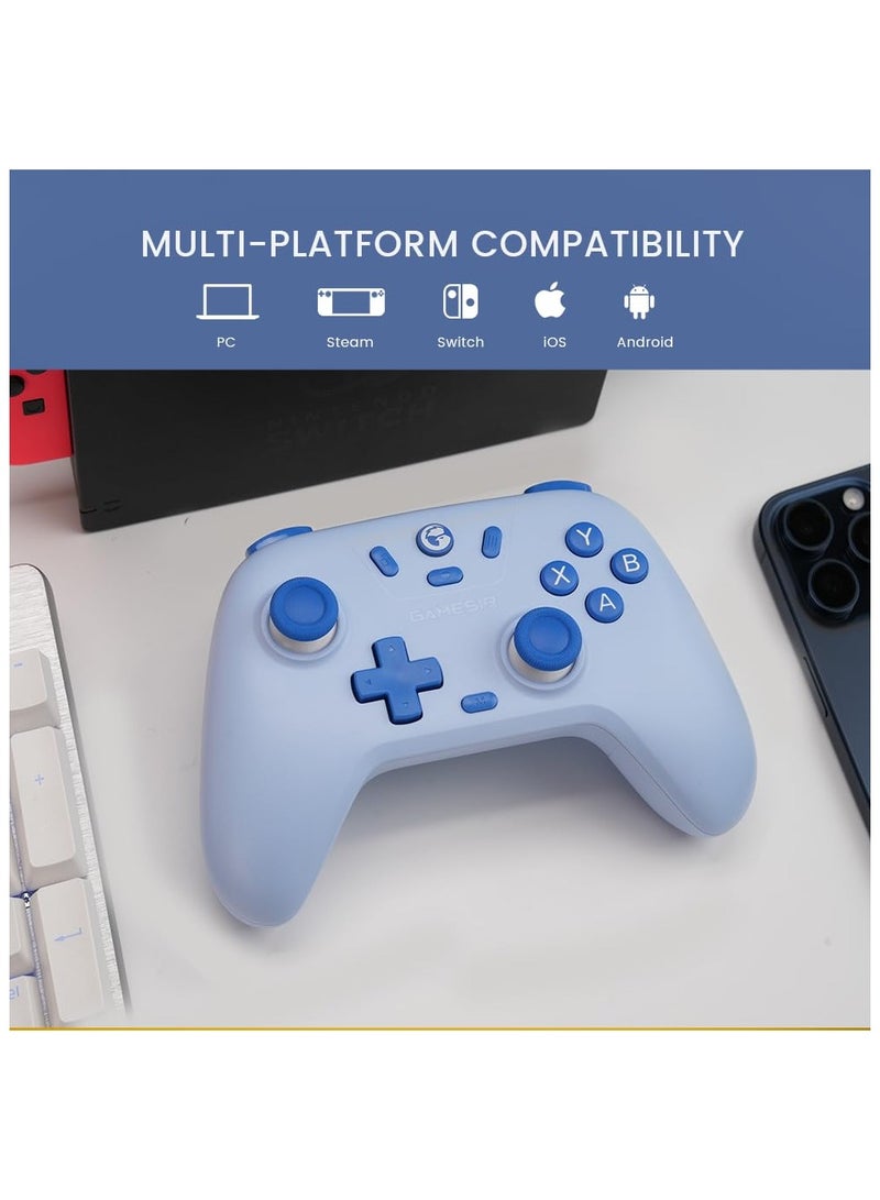 وحدة تحكم GameSir Nova Lite اللاسلكية 2.4 جرام لأجهزة الكمبيوتر التي تعمل بنظام Windows وiPhone وAndroid وSwitch وSteam Deck، وحدة تحكم ألعاب بلوتوث مع مشغل تأثير هول وتوربو واهتزاز هدير (أزرق محيطي) - Image 3