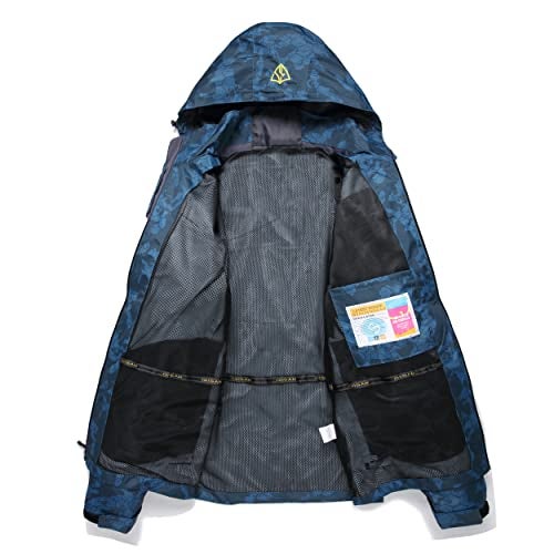 GIISAM Mens Windproof Jacket Waterproof Lightweight Mountain Sport Jacket for Men Hooded Windbreaker Raincoat (Camo Blue,3XL) - Image 4