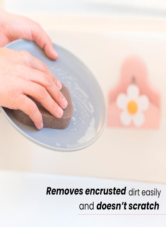 فايجر حامل إسفنجة فيجار فلورجانيك ديزي لحوض المطبخ مع كوب شفط وإسفنجة، منظم حوض، منظمات وتخزين لأحواض المطبخ، وردي - Image 5