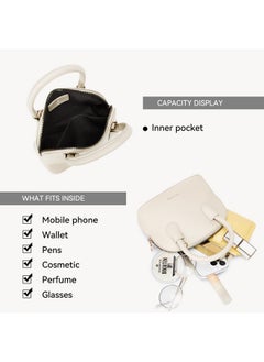 Bostanten Small Crossbody Bag Mini Purses For Women Trendy Cute Vegan Leather Satchel Handbag With Detachable Shoulder Strap Beige  - Image 3