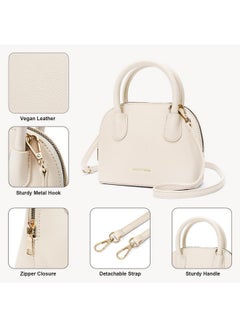 Bostanten Small Crossbody Bag Mini Purses For Women Trendy Cute Vegan Leather Satchel Handbag With Detachable Shoulder Strap Beige  - Image 4