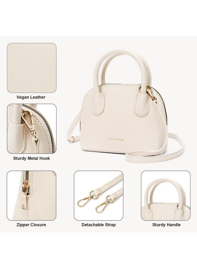 Bostanten Small Crossbody Bag Mini Purses For Women Trendy Cute Vegan Leather Satchel Handbag With Detachable Shoulder Strap Beige  - Image 4
