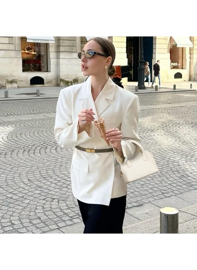 Bostanten Small Crossbody Bag Mini Purses For Women Trendy Cute Vegan Leather Satchel Handbag With Detachable Shoulder Strap Beige  - Image 2