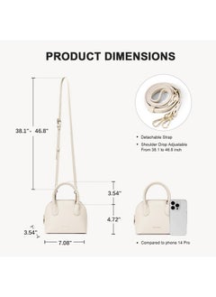 Bostanten Small Crossbody Bag Mini Purses For Women Trendy Cute Vegan Leather Satchel Handbag With Detachable Shoulder Strap Beige  - Image 5