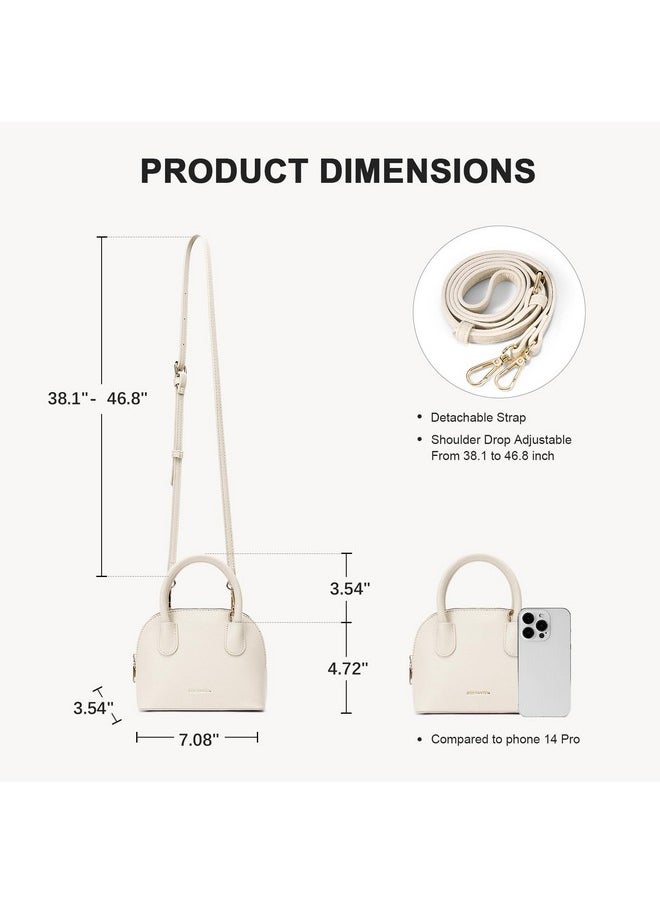 Bostanten Small Crossbody Bag Mini Purses For Women Trendy Cute Vegan Leather Satchel Handbag With Detachable Shoulder Strap Beige  - Image 5