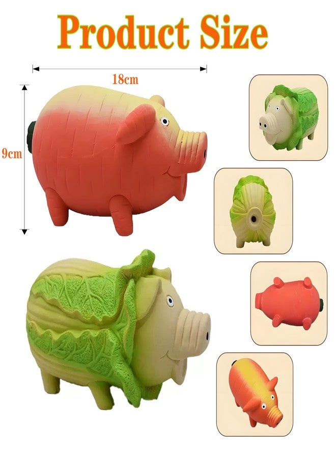 ZHENJIER Dog Squeaky Toy, 2 Pack Latex Chew Toys with Oinks Sound Squeaker Cabbage&Carrots Grunting Pig Dog Toy Durable Dogs Squeeze Toy for Small Medium Large Dog Dental Biting Chasing to Kill Boring Time - Image 3
