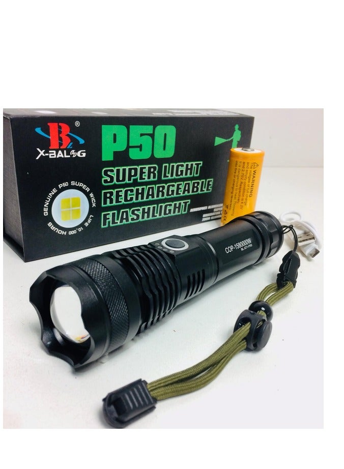 X-BAL Rechargeable Multi-Function LED Flashlight - Long-Range and Heat Dissipation for Outdoor & Emergency Use. - Image 1
