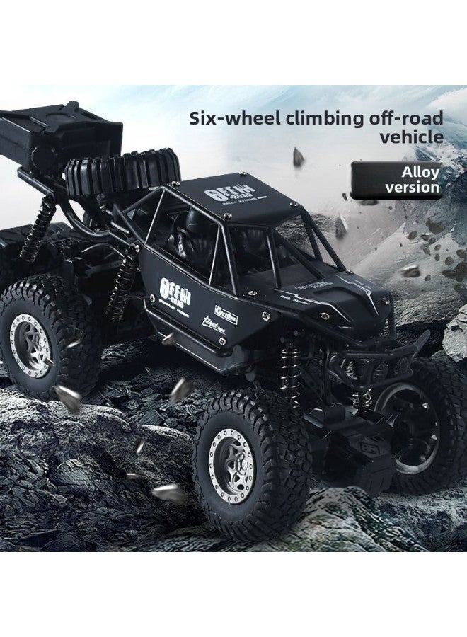 A Toy Car Remote Control Large Alloy High-speed Six-wheel Four-wheel Drive Off-road Big Foot Climbing Electric Boy Children's Car-Color:Black Six-wheeled Off-road Vehicle (27cm)-Proportion:Dual Lithium Battery + Remote Control Battery + Charging Cable  - Image 3