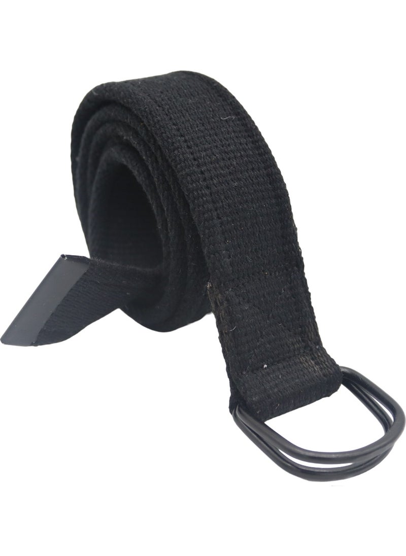 Anatolia Craft Black D Buckle Woven Men's Women's Young Black Tactical Sports Denim Canvas Belt  - Image 1