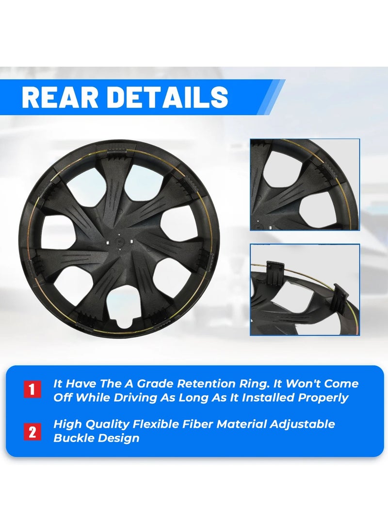 YARIS 2018 14 Inch Silver Wheel Covers for Toyota – ABS Hub Caps with A-Grade Retention Ring – Flexible Fiber Adjustable Fit – Snap-On Installation – Set of 4 for R14 Steel Rims