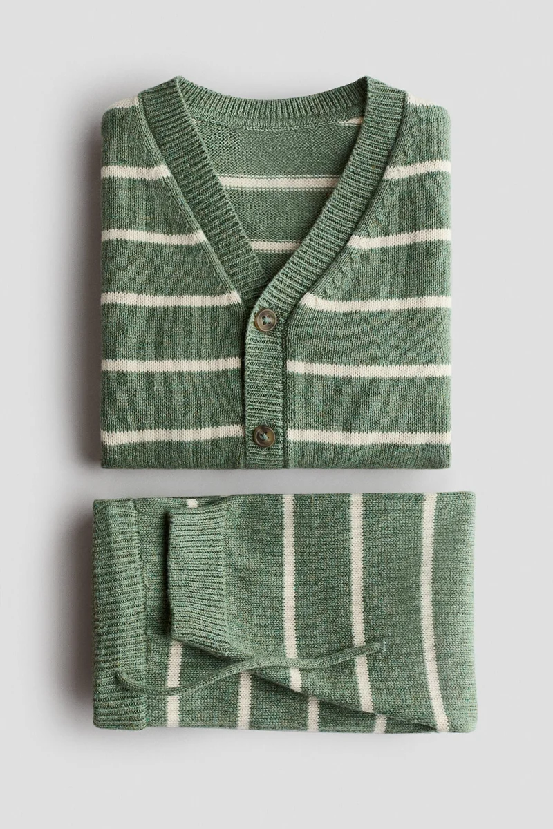 اتش اند ام طقم قطني محبوك من قطعتين