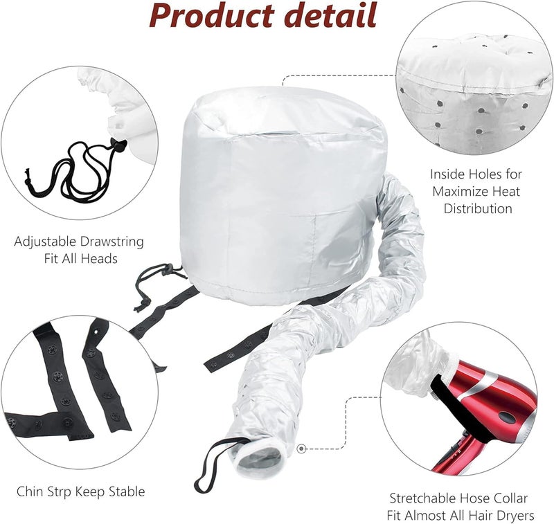 XIBO Hair Dryer Bonnet Hood Nylon Cap Hair Dryer Hat Women Blow Dryer Home Salon Hairdressing Attachment Head Cover Hot Oil Treatment Hat - Image 2