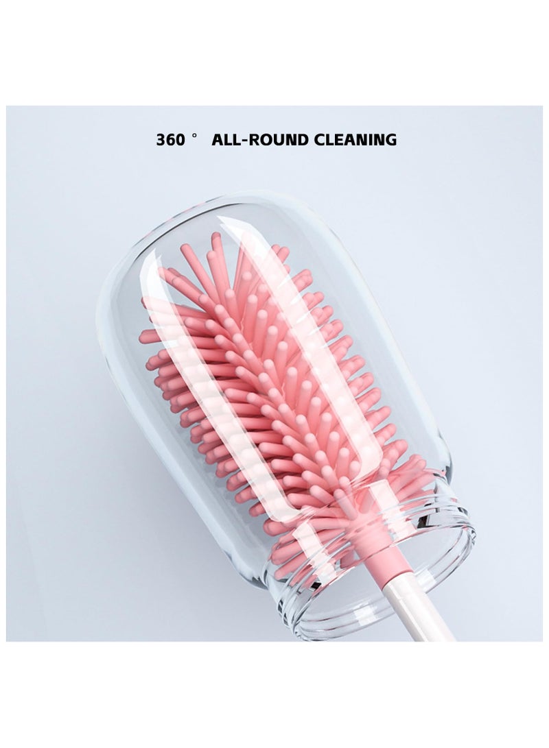 Mr. Penda 3 Pack Silicone Bottle Brush Set, Flexible, Rotating Long Handle Cleaner for Baby Bottles, Nipples, Straws Versatile Cleaning Kit for Vases, Glassware (Pink) - Image 3