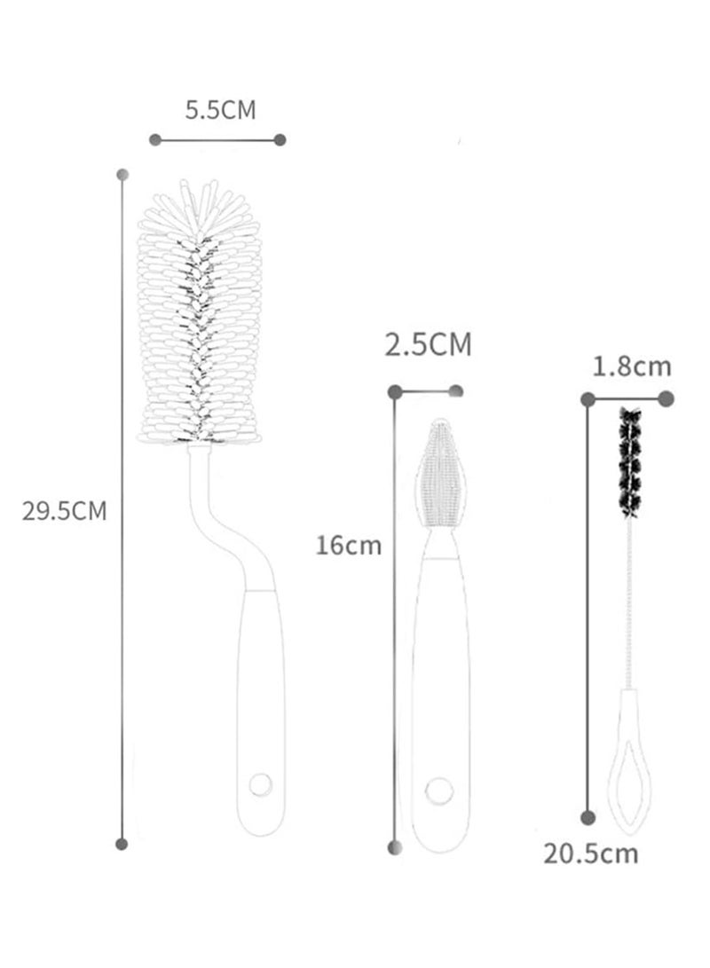 Mr. Penda 3 Pack Silicone Bottle Brush Set, Flexible, Rotating Long Handle Cleaner for Baby Bottles, Nipples, Straws Versatile Cleaning Kit for Vases, Glassware (Pink) - Image 2