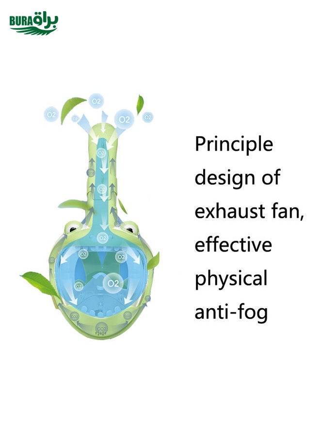 BURAQ - Cartoon Kids Full Dry Diving Mask Swimming Anti-Fog Snorkeling Mask, Size: XS(Hippo) - Image 1