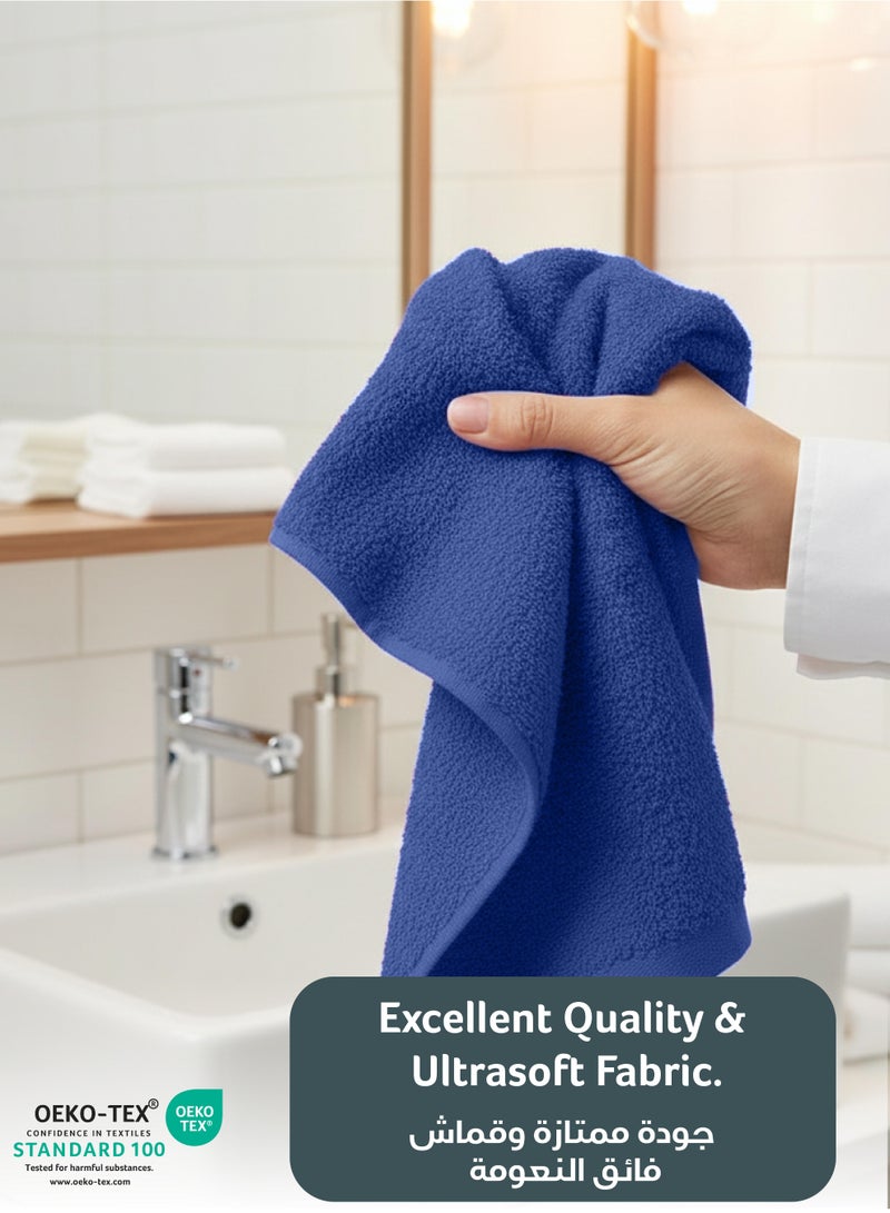 كوتون هوم Cotton Home Premium Cotton Towel 40x70cm Hand Towel 600 GSM Quick Dry Highly Absorbent Thick Bathroom SoftTowels for Bath And Spa Lightweight, Quick Dry and Durable Blue - Image 3