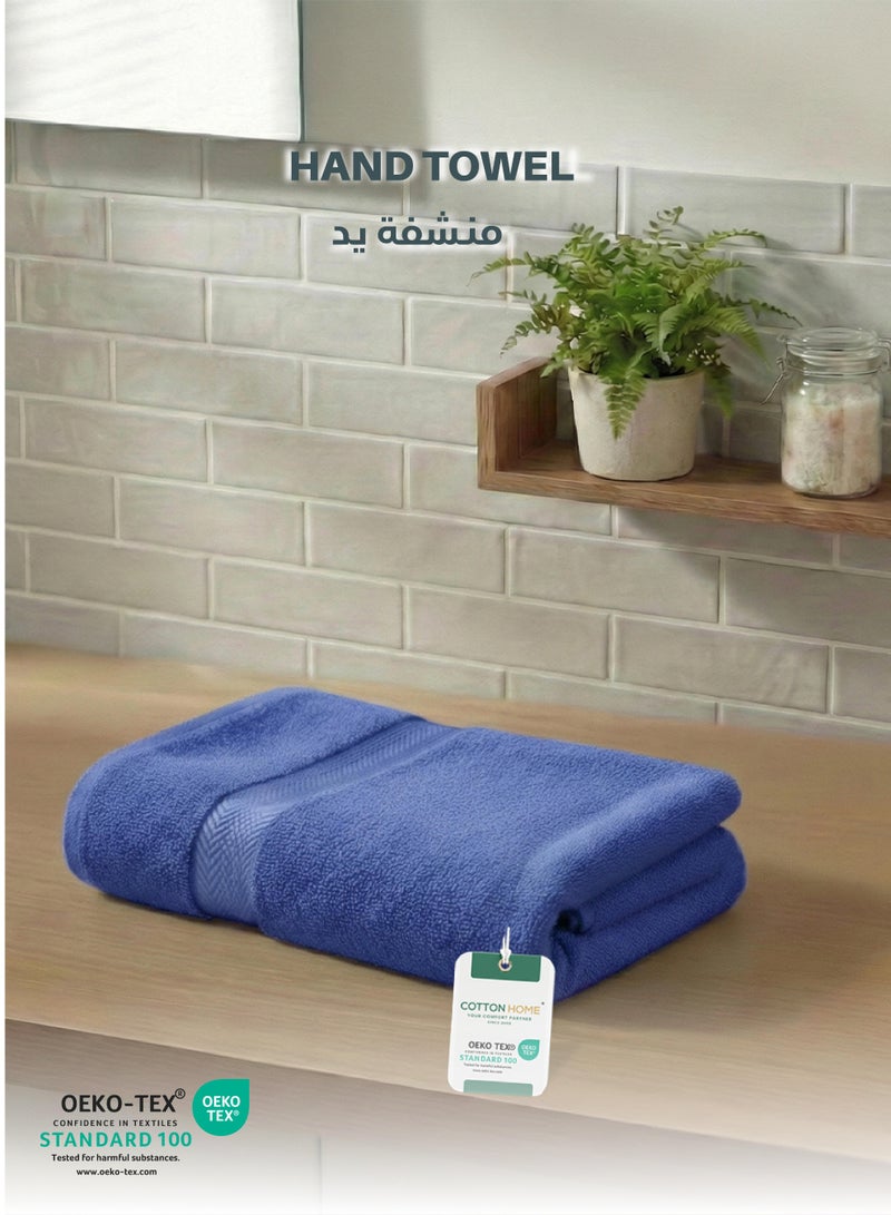 كوتون هوم Cotton Home Premium Cotton Towel 40x70cm Hand Towel 600 GSM Quick Dry Highly Absorbent Thick Bathroom SoftTowels for Bath And Spa Lightweight, Quick Dry and Durable Blue - Image 1
