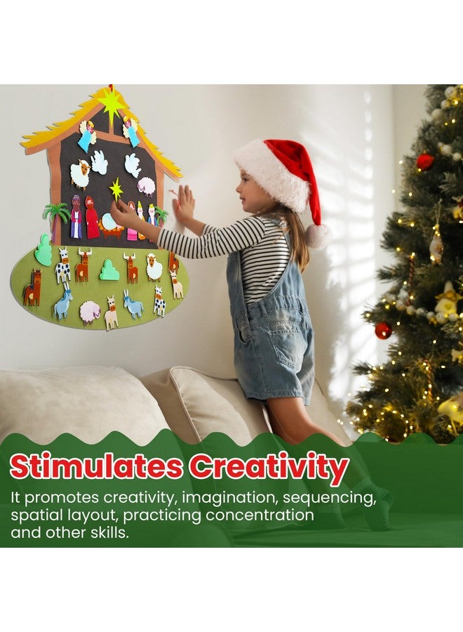 Enhon Diy Felt Christmas Tree Set, Felt Nativity Advent For Christmas With 29 Pcs Detachable Ornaments, Felt Christmas Tree, Christmas Door Wall Hanging Decor, Christmas Decor - Image 3
