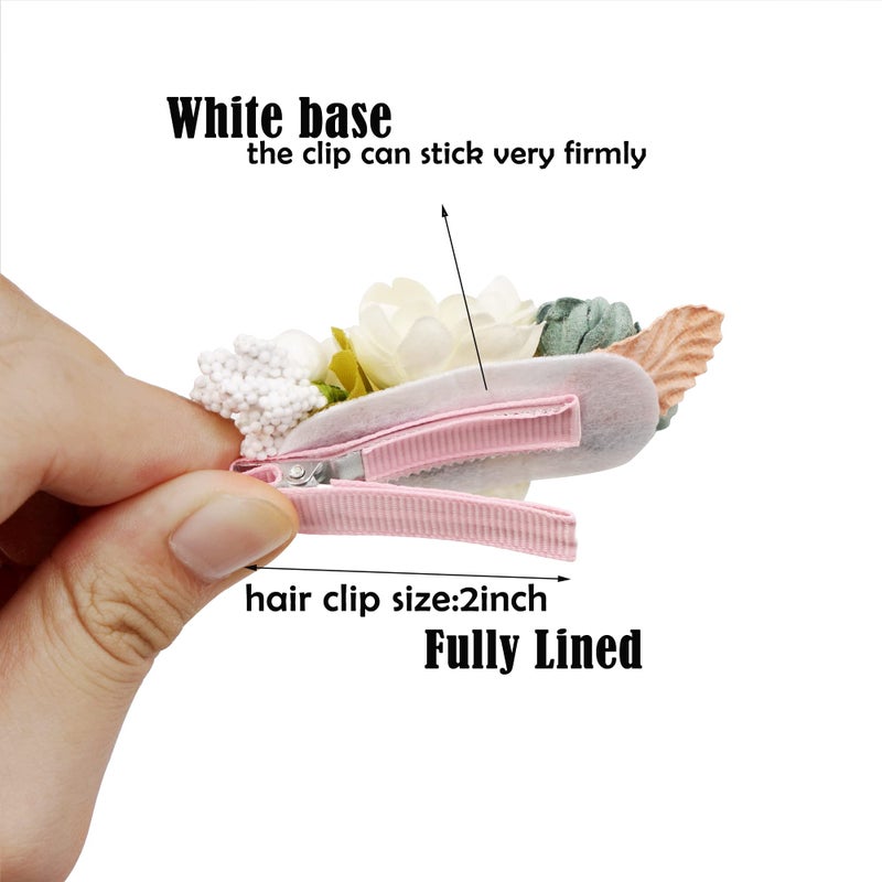BBgifts 6 PCS Handmade Flower Hair Bows Fully Lined Alligator Hair Clips Faux Pearls Floral Hair Clips Barrettes Hair Accessories for Women Girls Toddlers Kids Children - Image 3