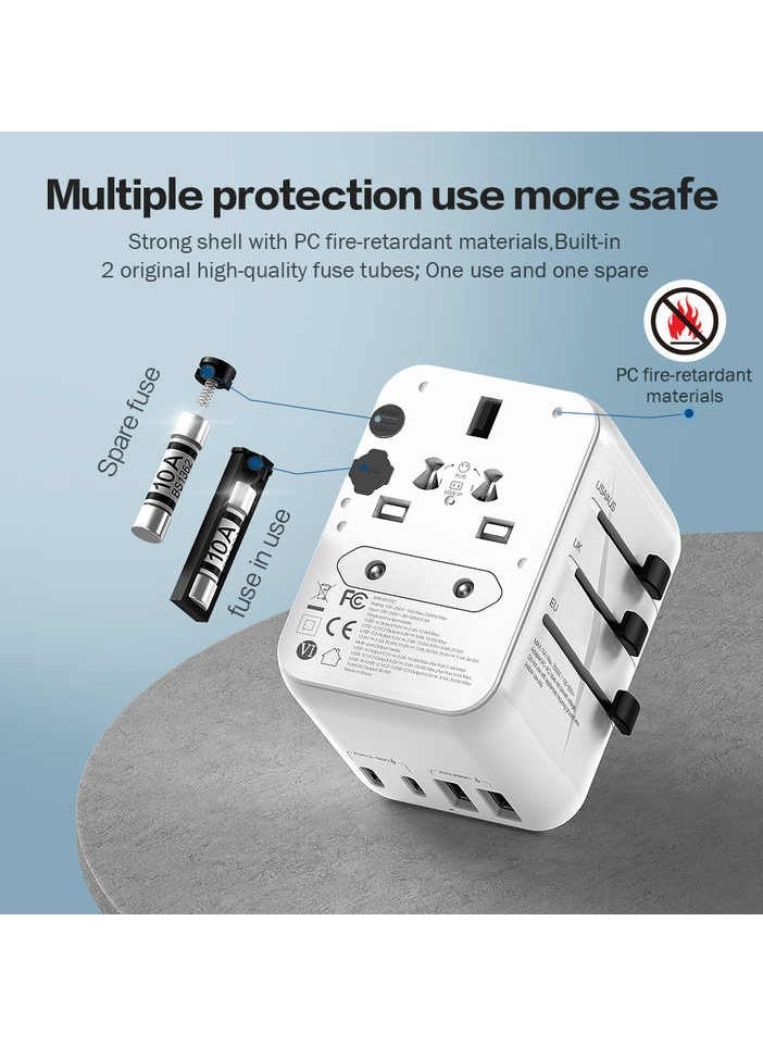 ماركة غير محددة شاحن حائط سريع 45 وات من HOMECREW محول سفر عالمي عالمي مزود بـ 3 منافذ USB و2 منافذ Type-C  - Image 5