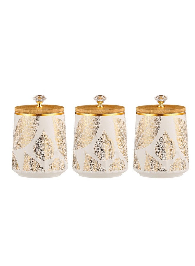 The Better Home Ceramic jar for Kitchen Storage with bamboo lid | 280ml each | Pack of 3 | Airtight Kitchen containers set | Multipurpose Jars for Pickles, Nuts, Dry Fruits | Multicolor | - Image 1