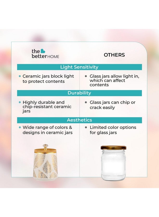 The Better Home Ceramic jar for Kitchen Storage with bamboo lid | 280ml each | Pack of 3 | Airtight Kitchen containers set | Multipurpose Jars for Pickles, Nuts, Dry Fruits | Multicolor | - Image 5