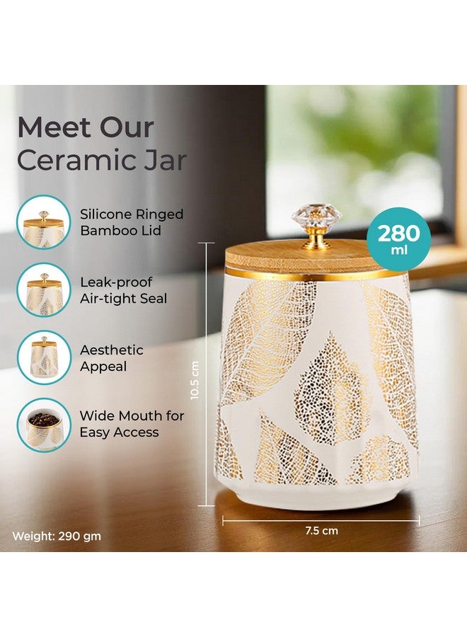 The Better Home Ceramic jar for Kitchen Storage with bamboo lid | 280ml each | Pack of 3 | Airtight Kitchen containers set | Multipurpose Jars for Pickles, Nuts, Dry Fruits | Multicolor | - Image 3