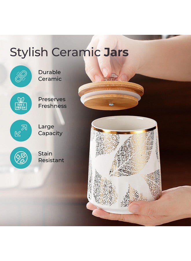 The Better Home Ceramic jar for Kitchen Storage with bamboo lid | 280ml each | Pack of 3 | Airtight Kitchen containers set | Multipurpose Jars for Pickles, Nuts, Dry Fruits | Multicolor | - Image 2